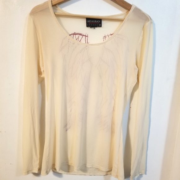 Ivory Mesh Long Sleeve with Angel Wings - Picture 3 of 5